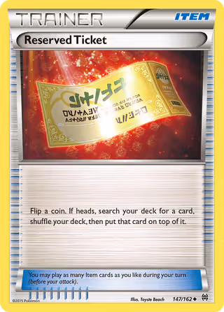 Reserved Ticket 147/162 Pokemon card