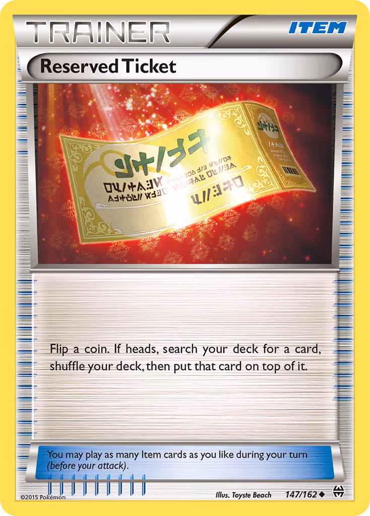 Reserved Ticket 147/162 Pokemon card