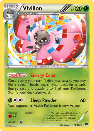Vivillon 15/162 Pokemon card