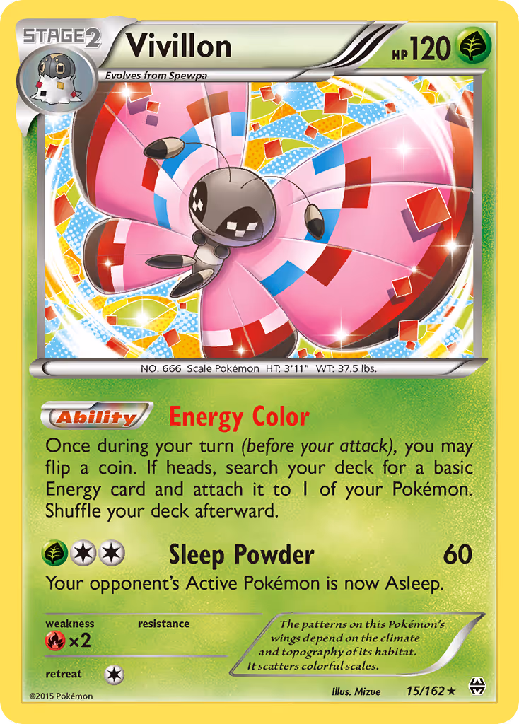Vivillon 15/162 Pokemon card