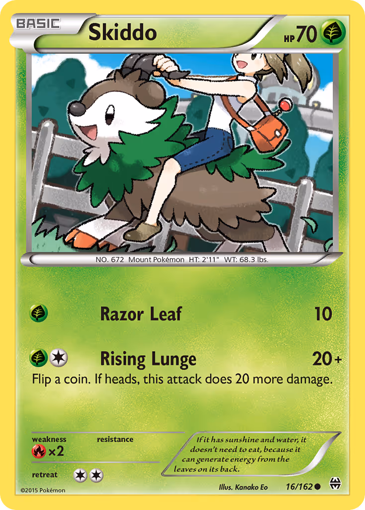 Skiddo 16/162 Pokemon card