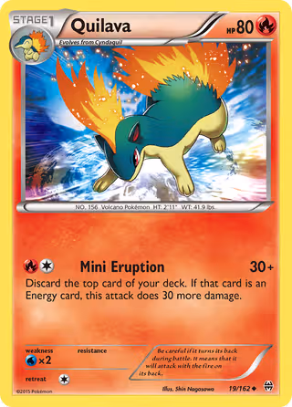 Quilava 19/162 Pokemon card