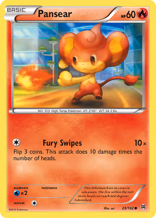 Pansear 23/162 Pokemon card