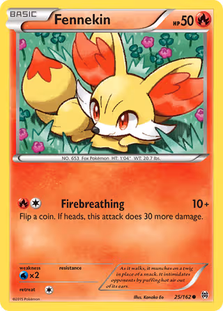 Fennekin 25/162 Pokemon card