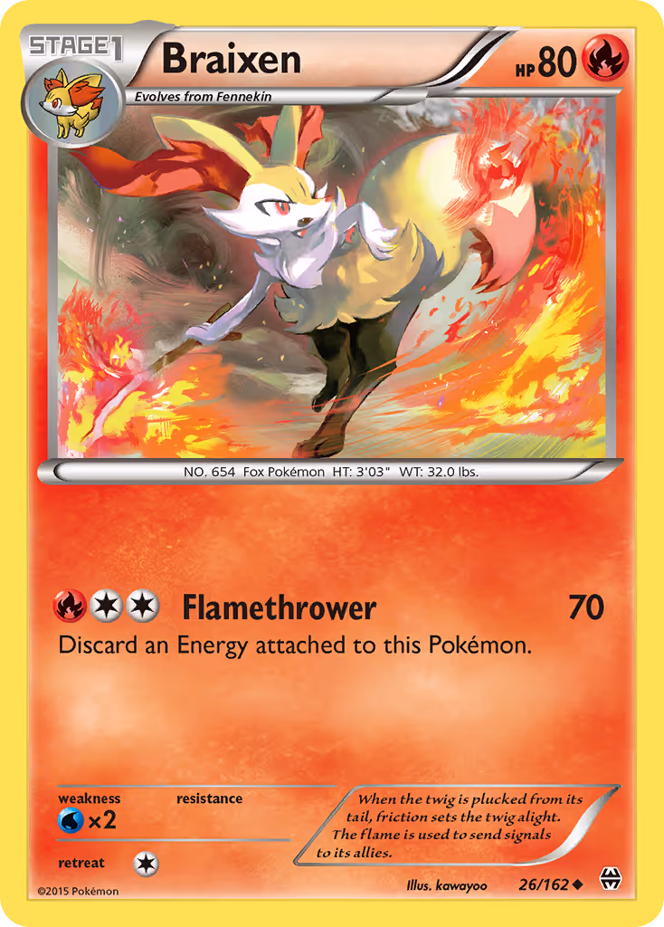 Braixen 26/162 Pokemon card
