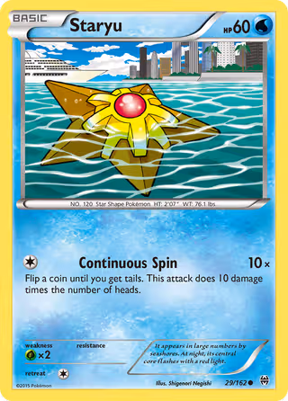 Staryu 29/162 Pokemon card