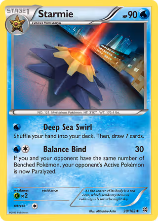 Starmie 30/162 Pokemon card