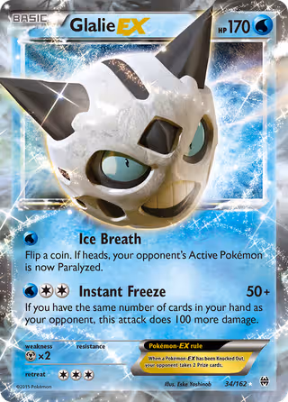 Glalie EX 34/162 Pokemon card