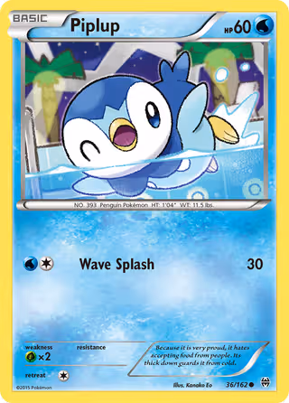 Piplup 36/162 Pokemon card