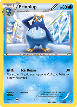 Prinplup 37/162 Pokemon card