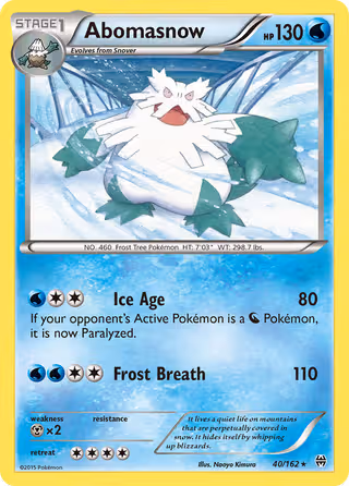 Abomasnow 40/162 Pokemon card