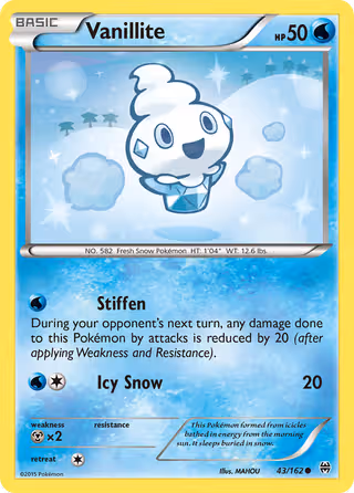 Vanillite 43/162 Pokemon card