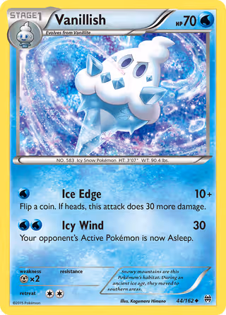 Vanillish 44/162 Pokemon card