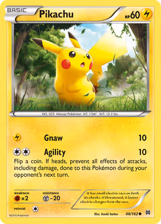 Pikachu 48/162 Pokemon card