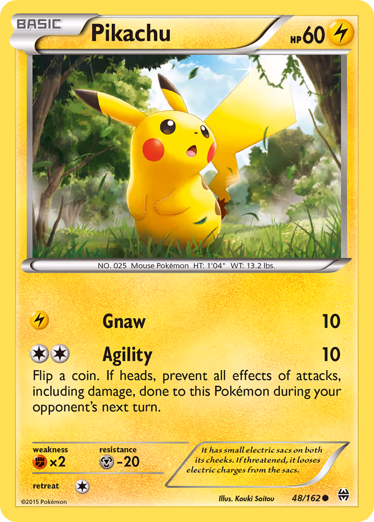 Pikachu 48/162 Pokemon card