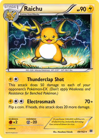 Raichu 49/162 Pokemon card