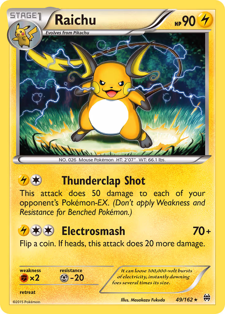 Raichu 49/162 Pokemon card