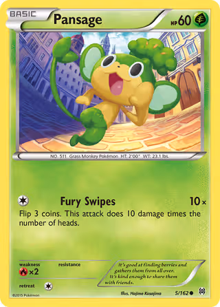 Pansage 5/162 Pokemon card