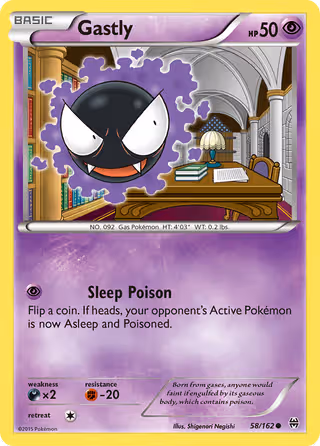 Gastly 58/162 Pokemon card