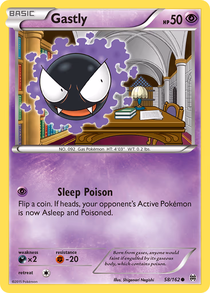 Gastly 58/162 Pokemon card