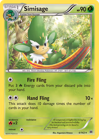 Simisage 6/162 Pokemon card