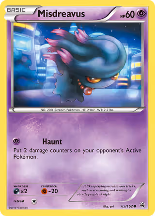 Misdreavus 65/162 Pokemon card