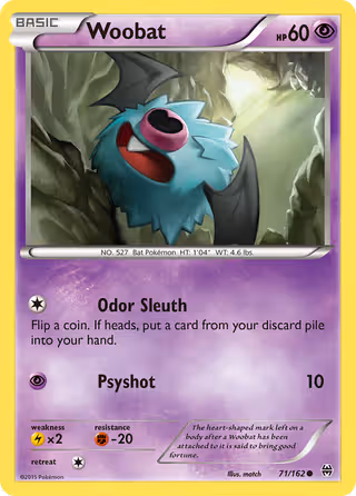Woobat 71/162 Pokemon card