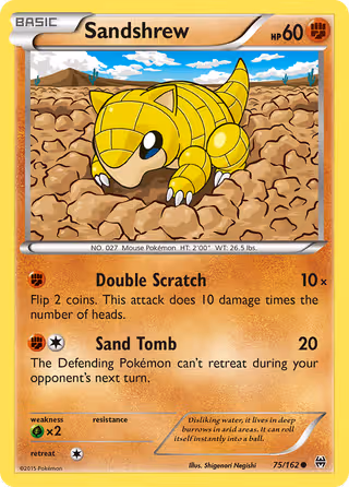 Sandshrew 75/162 Pokemon card
