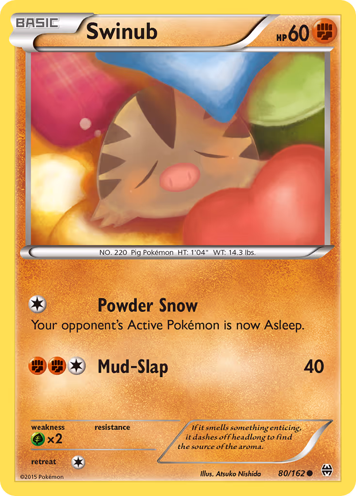 Swinub 80/162 Pokemon card