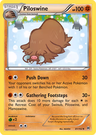 Piloswine 81/162 Pokemon card