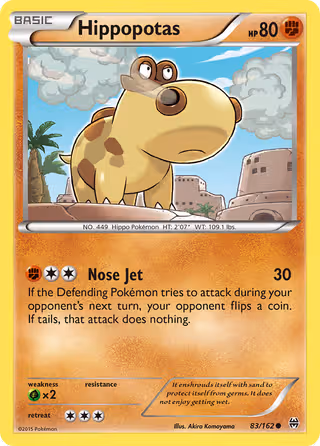 Hippopotas 83/162 Pokemon card