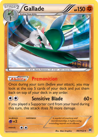 Gallade 84/162 Pokemon card