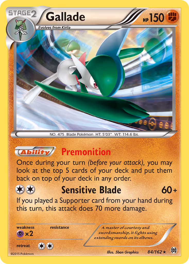 Gallade 84/162 Pokemon card
