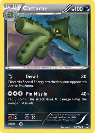 Cacturne 88/162 Pokemon card