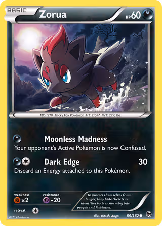 Zorua 89/162 Pokemon card
