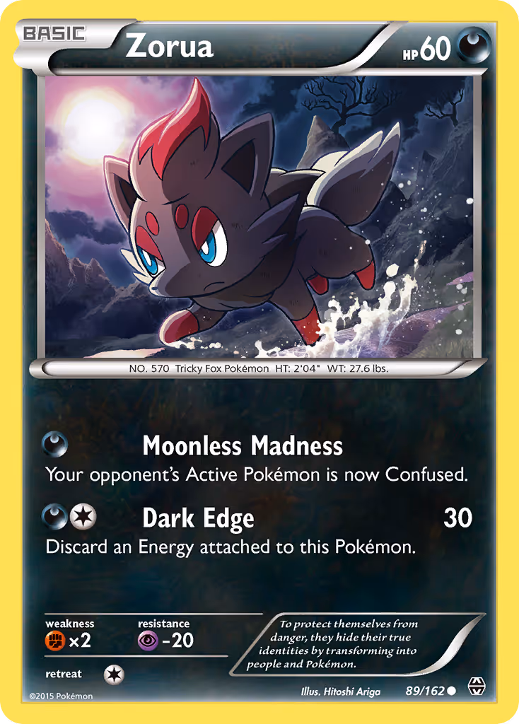 Zorua 89/162 Pokemon card