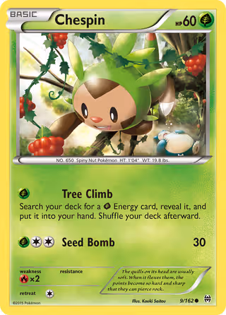 Chespin 9/162 Pokemon card