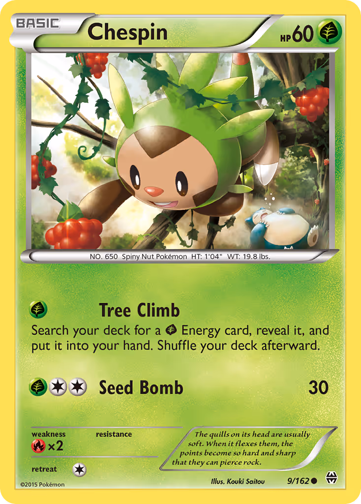 Chespin 9/162 Pokemon card