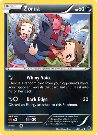 Zorua 90/162 Pokemon card