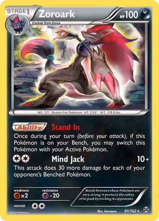 Zoroark 91/162 Pokemon card