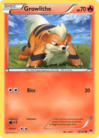 Growlithe 10/122 Pokemon card