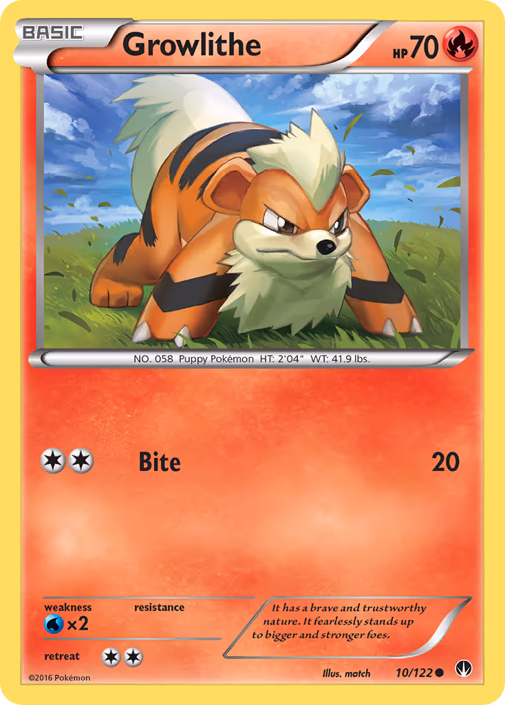 Growlithe 10/122 Pokemon card