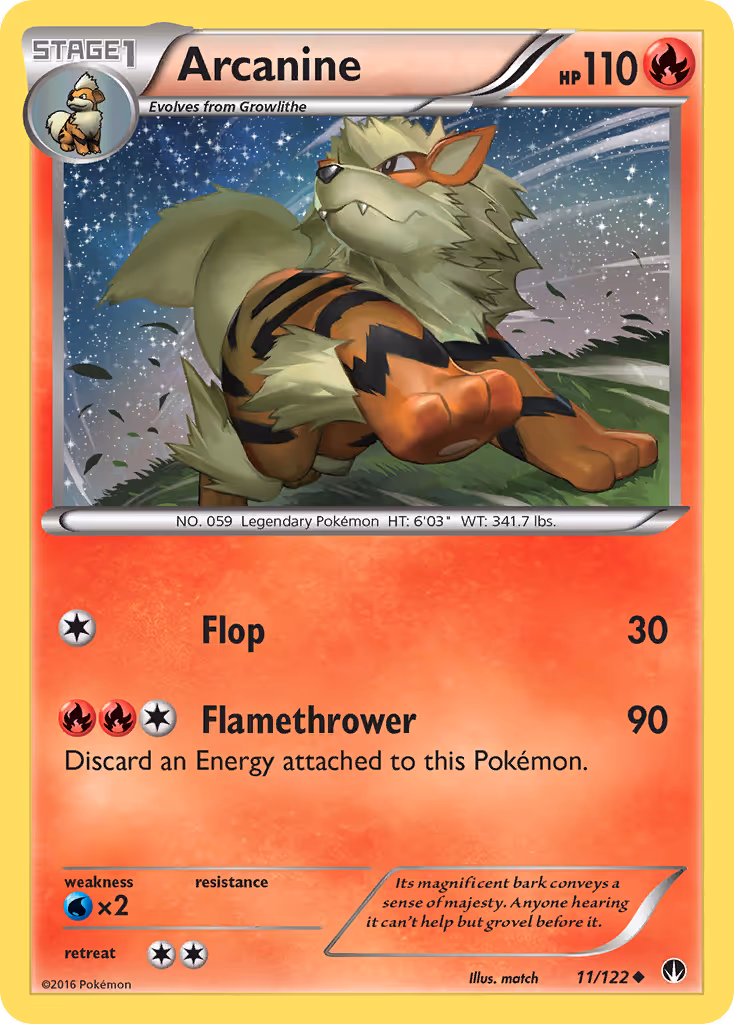 Arcanine 11/122 Pokemon card