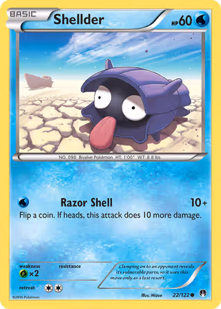 Shellder 22/122 Pokemon card