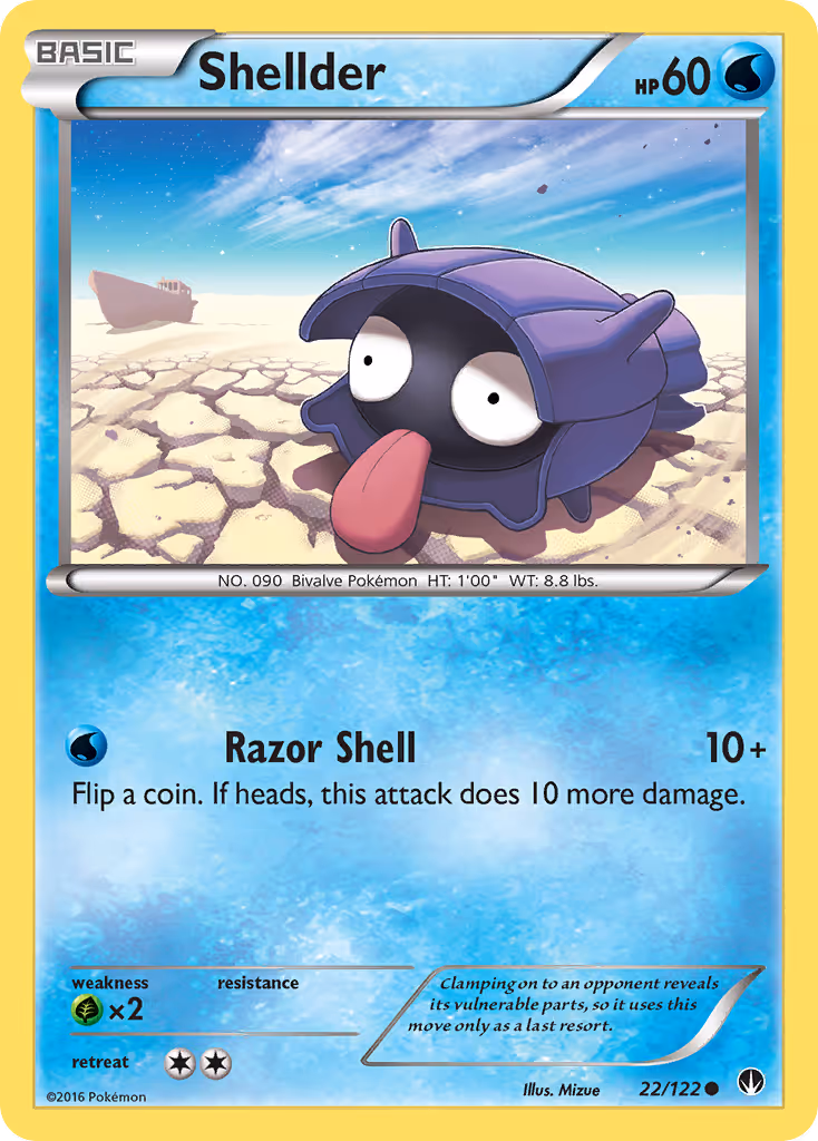 Shellder 22/122 Pokemon card