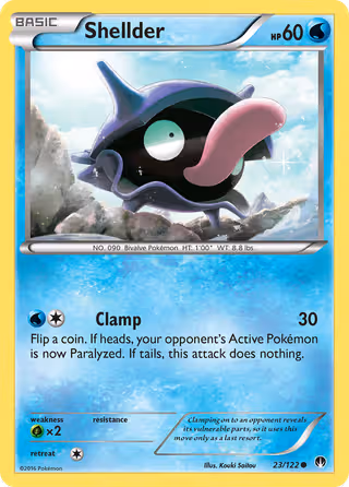 Shellder 23/122 Pokemon card