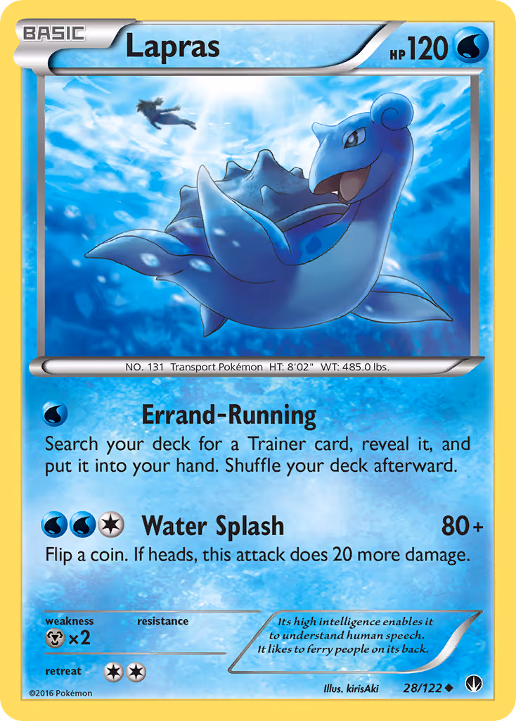 Lapras 28/122 Pokemon card