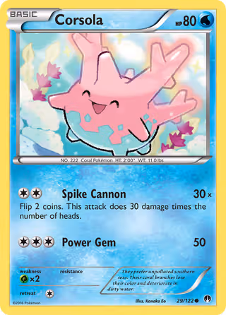 Corsola 29/122 Pokemon card