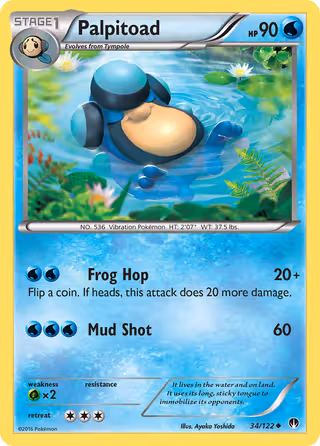 Palpitoad 34/122 Pokemon card