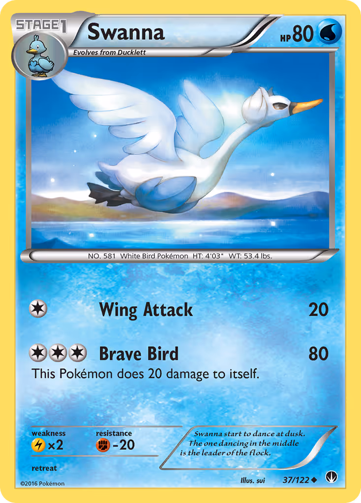 Swanna 37/122 Pokemon card